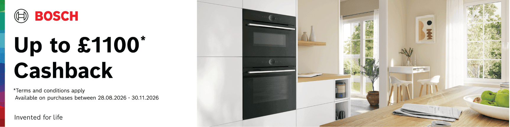 Claim up to £1100 cashback on selected Bosch kitchen appliances